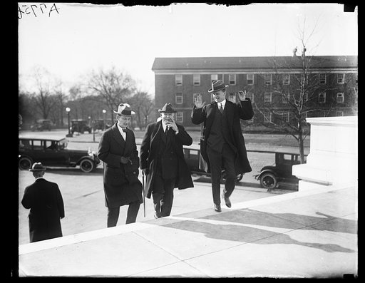 3 important figures connected with the Teapot Dome investigation. J.W. Zevely, Albert Fall and [...] Stanford, Attorney for Sinclair