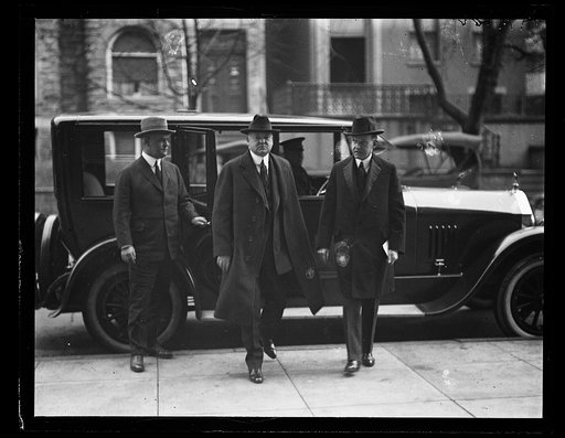 Herbert Hoover, center and Calvin Coolidge, right