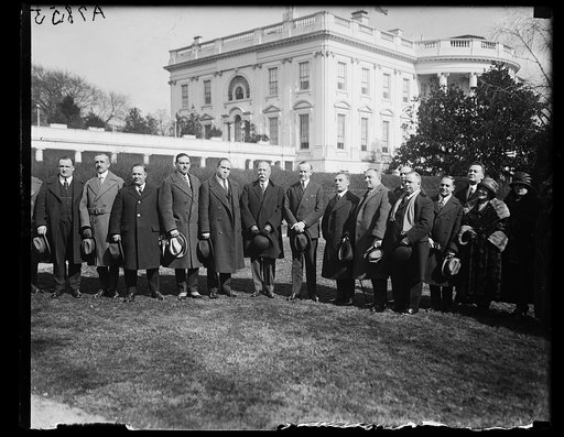 Calvin Coolidge and group outside White House, Washington, D.C.