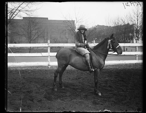 Miss Mary Parker Corning, daughter of Mr. and Mrs. Parker Corning, of [...], on horseback