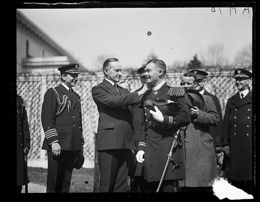Calvin Coolidge and military group at White House, Washington, D.C.
