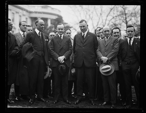 Calvin Coolidge and group outside White House, Washington, D.C.