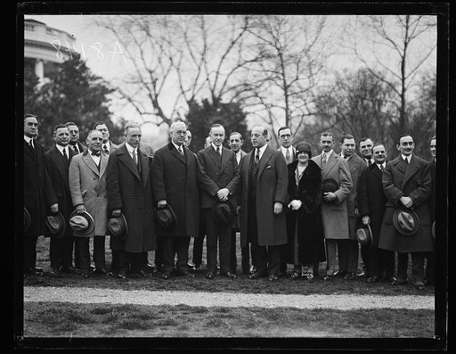 Calvin Coolidge and group outside White House, Washington, D.C.