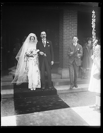 Vanderbilt-Cecil wedding bridge and groom [...] Church, Biltmore, North Carolina