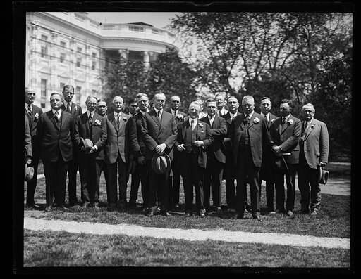 Calvin Coolidge and group outside White House, Washington, D.C.