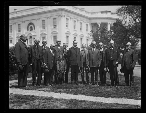Calvin Coolidge and group outside White House, Washington, D.C.