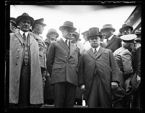 Calvin Coolidge and ?] of Connecticut, reviewing the [...] of the Governor's foot guards, said to be the only organization of its kind in the country