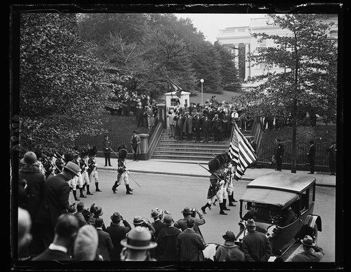 ...] passing [White House] Pres. Coolidge and Connecticut state officials, May 9
