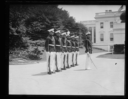 Marine guard at funeral of Calvin Coolidge, Jr. [White House, Washington, D.C.
