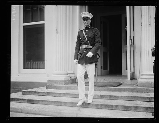 Lt. Edgar Allan Poe, who is in charge of Marines, will stand guard over the casket of Calvin Coolidge, Jr. in the White House. The marines will also accompany the body to Northampton, Mass.