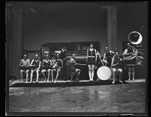 Band wearing bathing suits