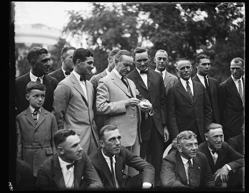 Calvin Coolidge with Washington Senators baseball team at White House, Washington, D.C.