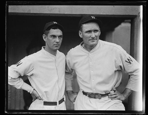 Washington baseball; Walter Johnson, right