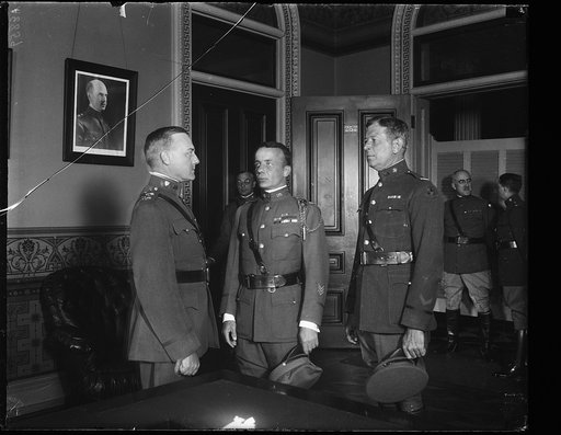 Teddy Roosevelt, Jr., center, Dwight Davis, right