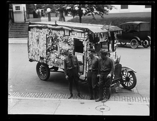 Truck adorned with tags and cards at White House, Washington, D.C.