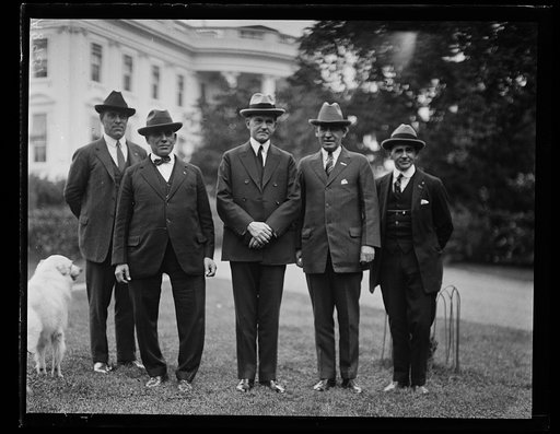 Calvin Coolidge and group outside White House, Washington, D.C.