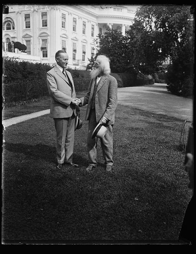 Calvin Coolidge and Ezra Meeker at the White House, Washington, D.C.