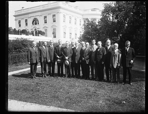Calvin Coolidge and group outside White House, Washington, D.C.