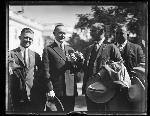 Pres. Coolidge with the champion home-run hitter of the minor leagues