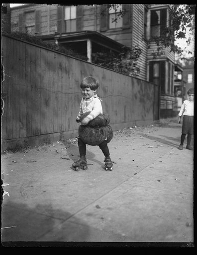 Child roller skating with pillows