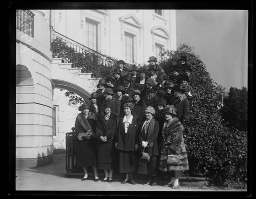 Grace Coolidge and group outside White House, Washington, D.C.