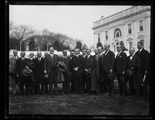 Calvin Coolidge and group outside White House, Washington, D.C.