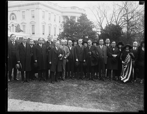 Calvin Coolidge and group outside White House, Washington, D.C.