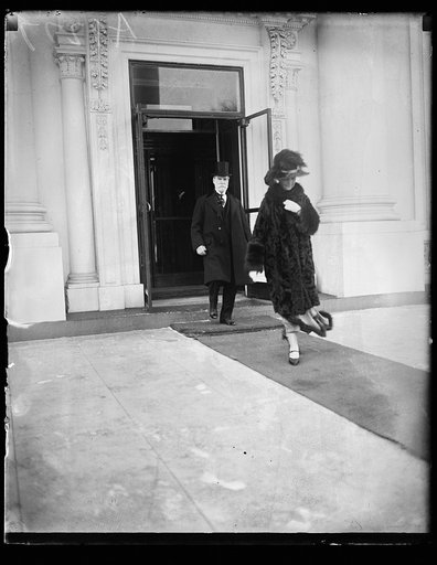 Charles Evans Hughes and wife leaving White House, Washington, D.C.