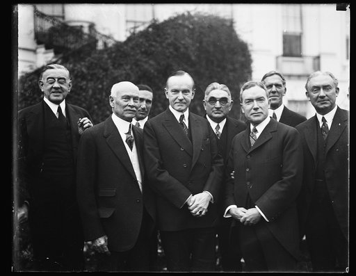 Calvin Coolidge and group outside White House, Washington, D.C.
