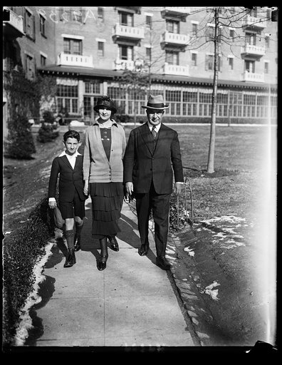 The new Minister from Paraguay, Eusebiro Ayala, and former President of his country, snapped upon his arrival at Washington, with his wife and son Roger, at Wardman Park Hotel