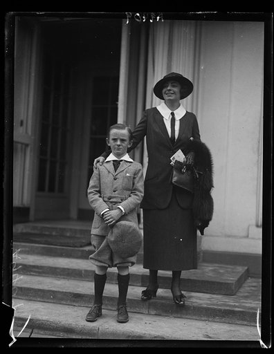 Mrs. Wallace Reid, widow of the former movie star called on President Coolidge today at the White House with her son, Wallace Reid, Jr.