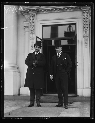 Hannibal Price, the new Minister from Haiti, (left), who presented his credentials to President Coolidge, February 10th. The new Minister was introduced to the President by Assistant Secretary of State J. Butler Wright, shown at the right [White House, Washington, D.C.