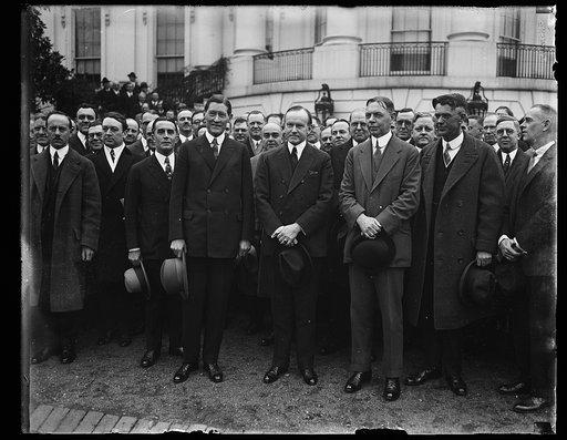 Calvin Coolidge and group outside White House, Washington, D.C.