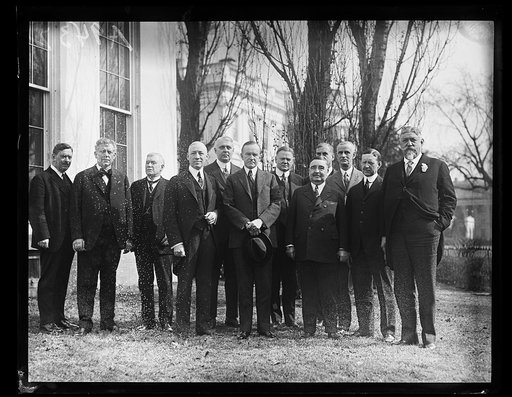 Calvin Coolidge and group outside White House, Washington, D.C.