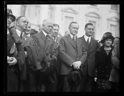 Calvin Coolidge and group outside White House, Washington, D.C.