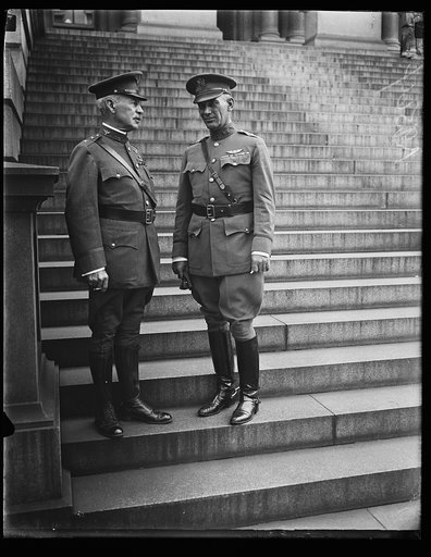 Military group on steps of State, War and Navy Building, Washington, D.C.