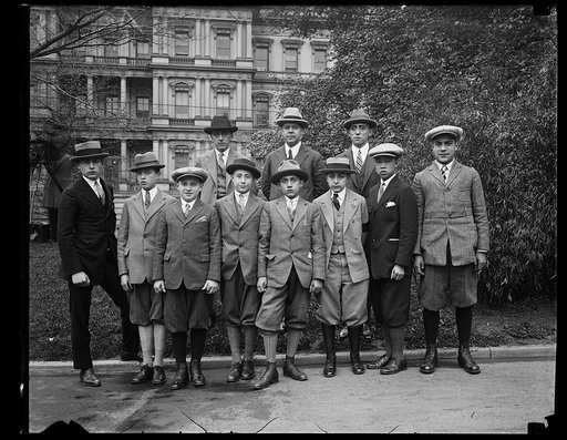 Group of boys at White House; State, War and Navy Building in background, Washington, D.C.