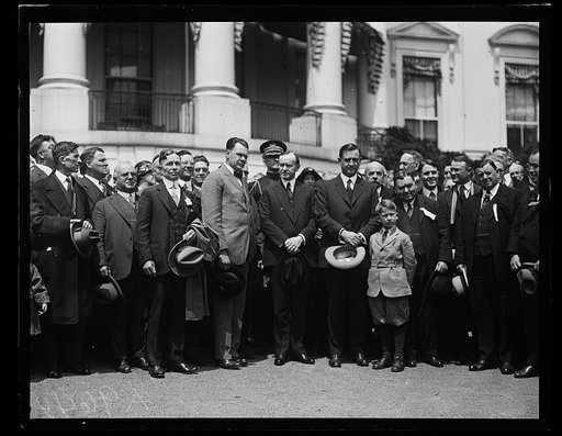 Calvin Coolidge and group outside White House, Washington, D.C.