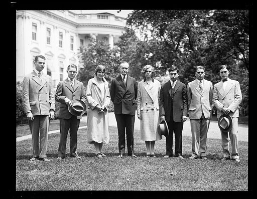 Calvin Coolidge and group outside White House, Washington, D.C.