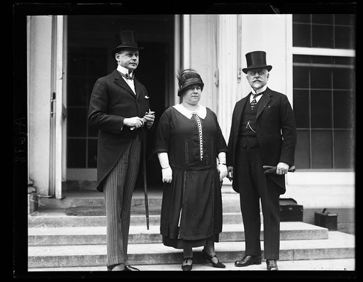 Fomer Chancellor of Austria John Schober now Minister of Public Safety of Vienna who is in the United States to attend the Meeting of Police Chiefs in New York City, snapped at the White House (left to right) Edgar Prochnik, Minister from Austria, Madam Schober and Mr. Schober