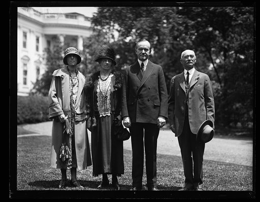 Calvin Coolidge and group outside White House, Washington, D.C.