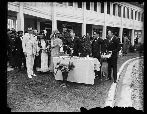 Grace Coolidge and group with "Buddy Poppies"