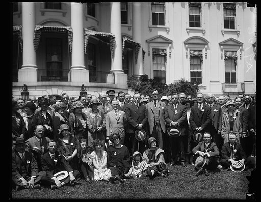 Calvin Coolidge and group outside White House, Washington, D.C.