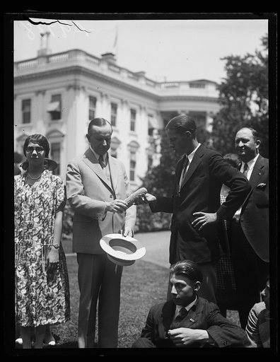 Calvin Coolidge and group outside White House, Washington, D.C.