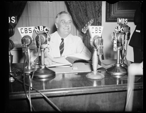 WASHINGTON, D.C. FEBRUARY 7. SPEAKING OVER A NATION-WIDE RADIO HOOK-UP, PRESIDENT ROOSEVELT TONIGHT ADDRESSED THE BOY SCOUTS OF AMERICA AS PART OF THE CELEBRATION OF BOY SCOUT WEEK. HIMSELF HONORARY PRESIDENT OF THE ORGANIZATION, THE PRESIDENT DECLARED THAT 'THE THEME CHOSEN FOR BOY SCOUT WEEK OBSER