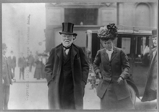 Andrew Carnegie and wife, three quarter portrait, in old age