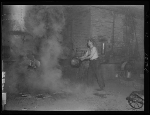 Shenandoah Valley. Workers in the Bradley Foundry in Harrisonburg. This is where Paul Fletcher obtains his castings