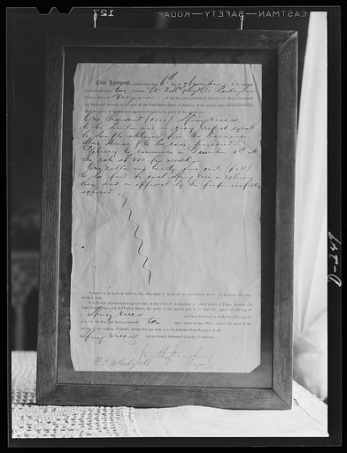 Shenandoah Valley. Contract for spring vices let to W.T. McGahey by the Confederate commander of the Richmond arsenal in 1862