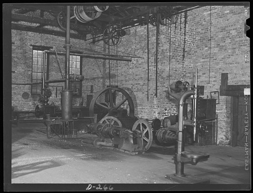 Shenandoah Valley. Penn Foundry Manufacturing Company at Waynesboro, Virginia. Three cavernous buildings filled with moldering machinery. Inhabited only by flocks of pigeons who nest among the unused pulley belts