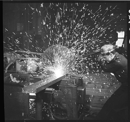 Rotary saw for sawing iron and steel. Gichner Iron Works, Washington, D.C.